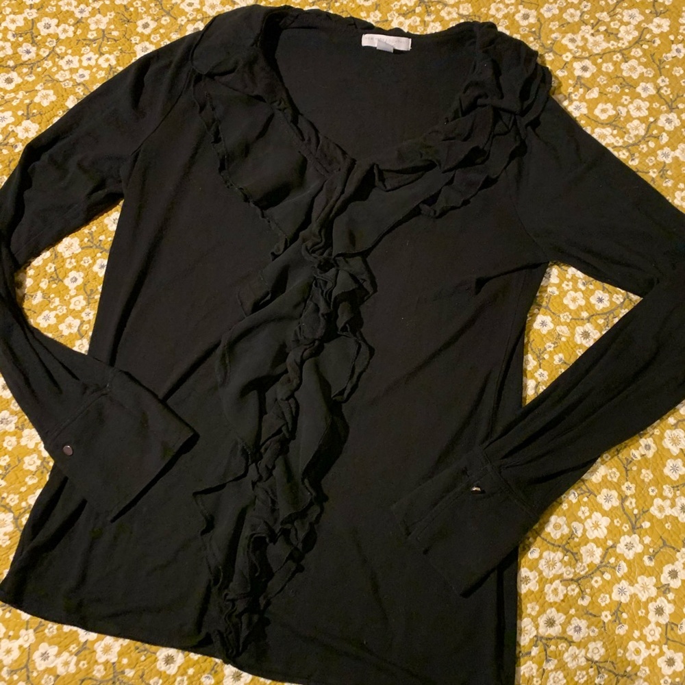 New York And Company Ruffled Long Sleeve Tops